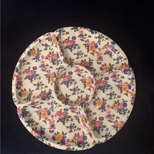 Warwick Erphila Cheery Chintz 6 Part Relish Tray RARE Round Germany Antique NICE